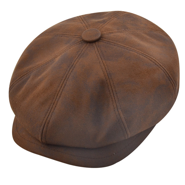 Gladwinbond Vegan Leather Look Newsboy Cap - Brown,Black