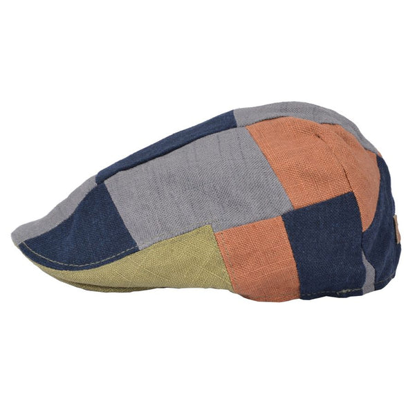 Linen Multi Colours Patch Flat Cap