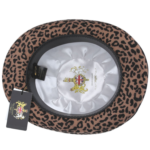 Wool Leopard Bowler Derby Hat - Brown