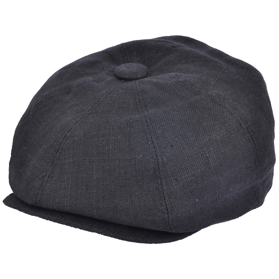 G&H Linen Newsboy Cap - Black