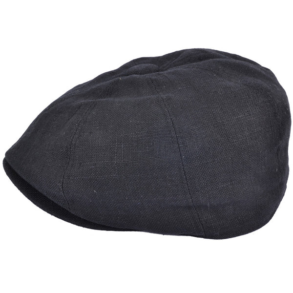 G&H Linen Newsboy Cap - Black