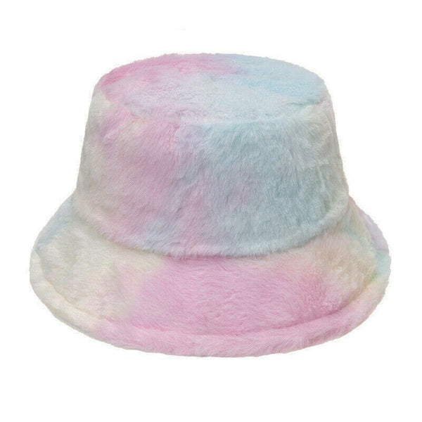 Maz Tie Dye Pattern Fluffy Faux Fur Bucket Hats