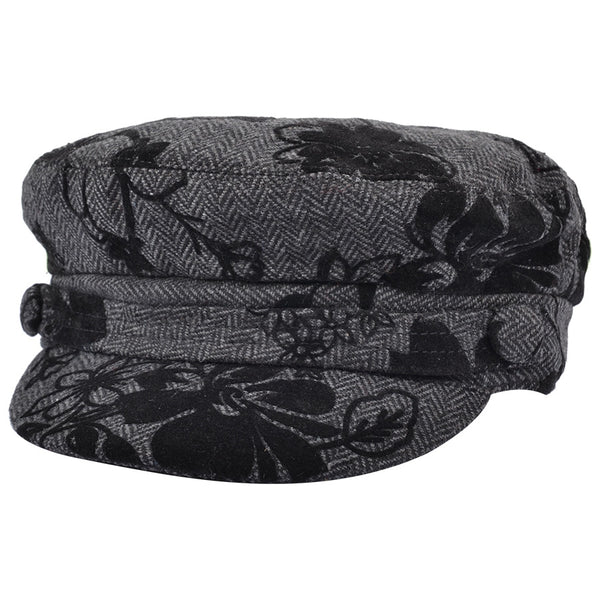 G&H Herringbone Floral Breton Fisherman Fiddler Caps