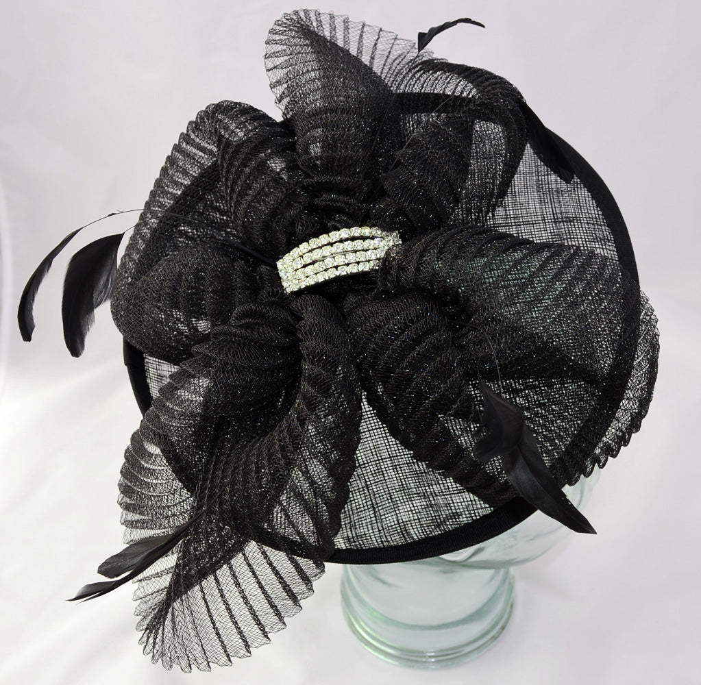 Diamond Set Fascinator - Black