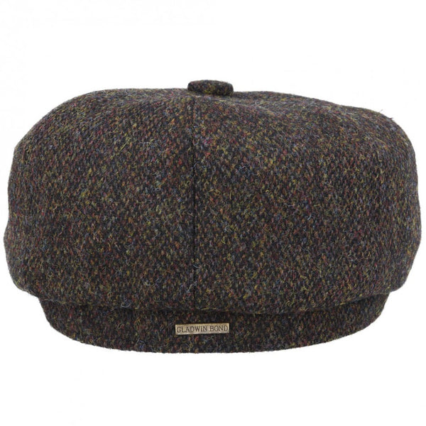 Gladwin Bond Harris Tweed Wool Newsboy Cap - Green-Brown