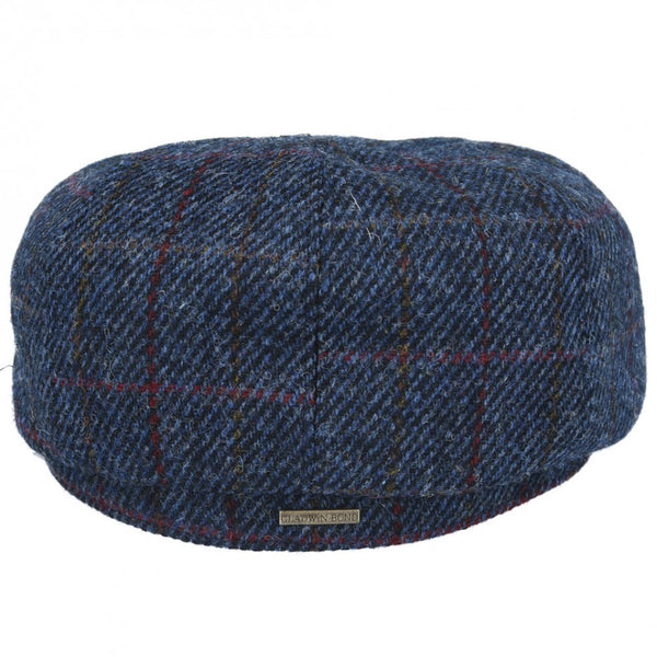 Gladwin Bond Harris Tweed Check Wool Newsboy Cap - Navy