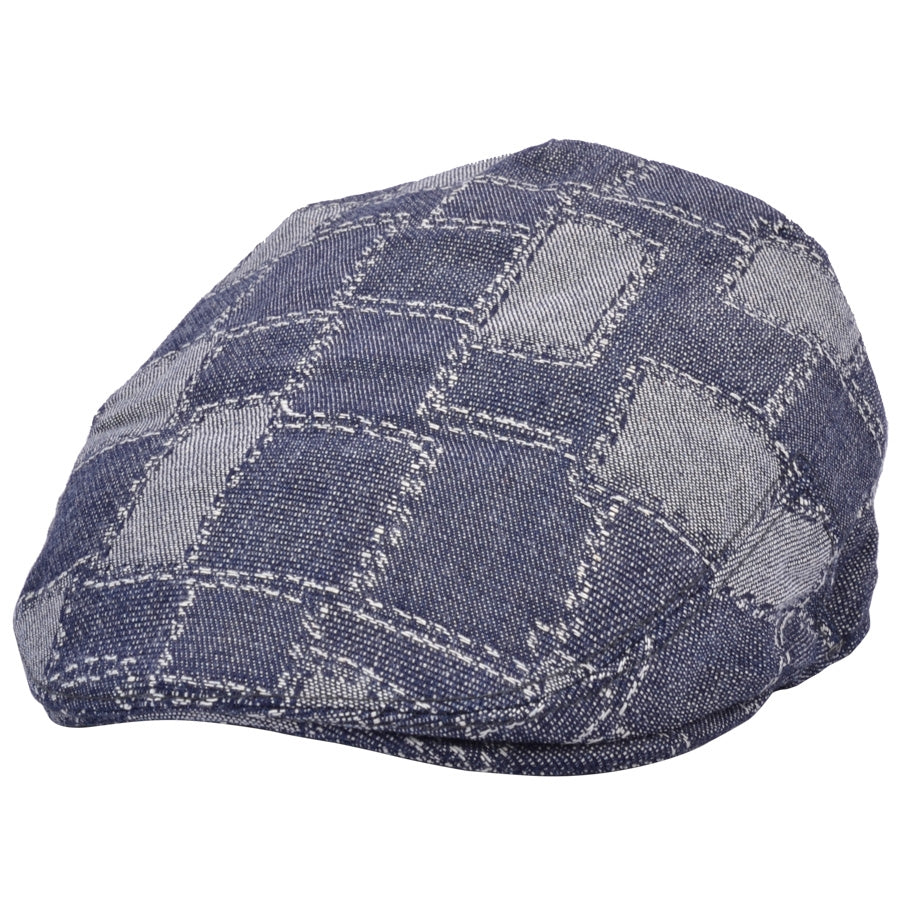 G&H Denim Print Patch Flat Cap - Blue