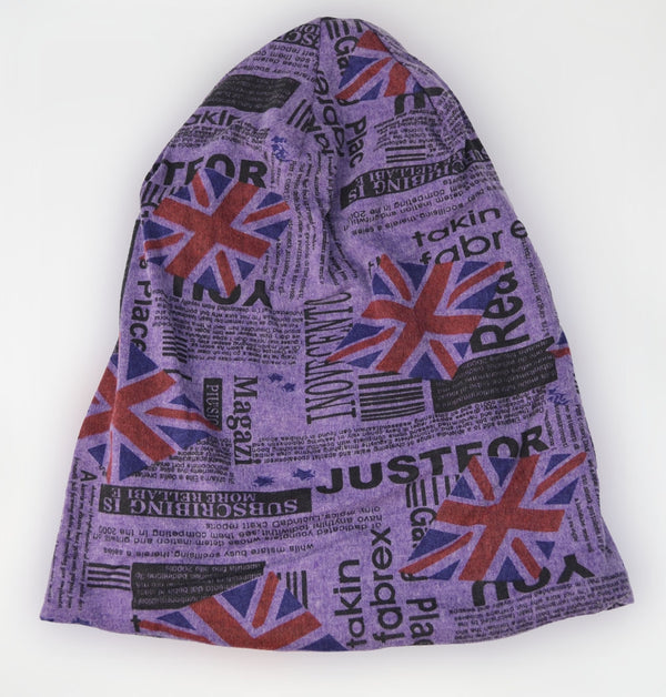 Union Jack Newspaper Print Soft Beanie Hat